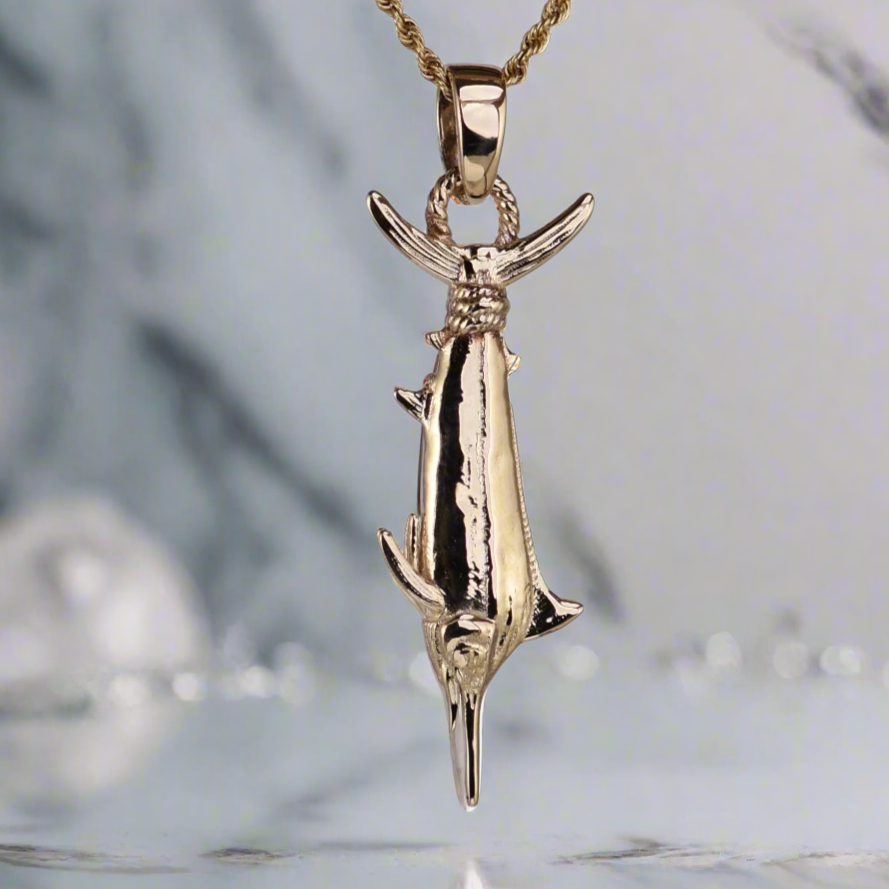 Black Marlin Pendant Tail hung - Small