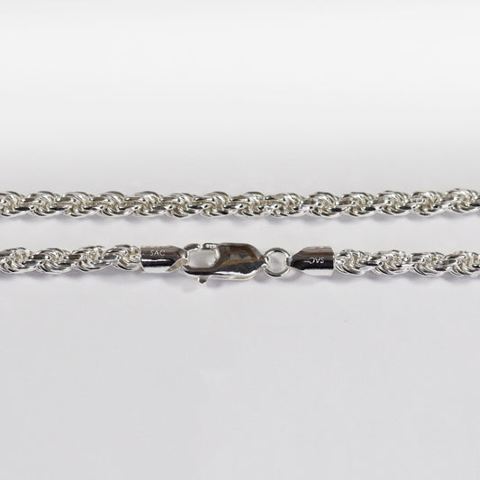 Diamond Cut Rope Necklace - 3.7 mm - Sterling Silver