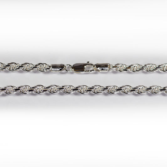 Diamond Cut Rope Necklace - 5.1 mm - Sterling Silver