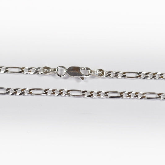 Figaro Necklace Italian made Sterling Silver 2.9 mm