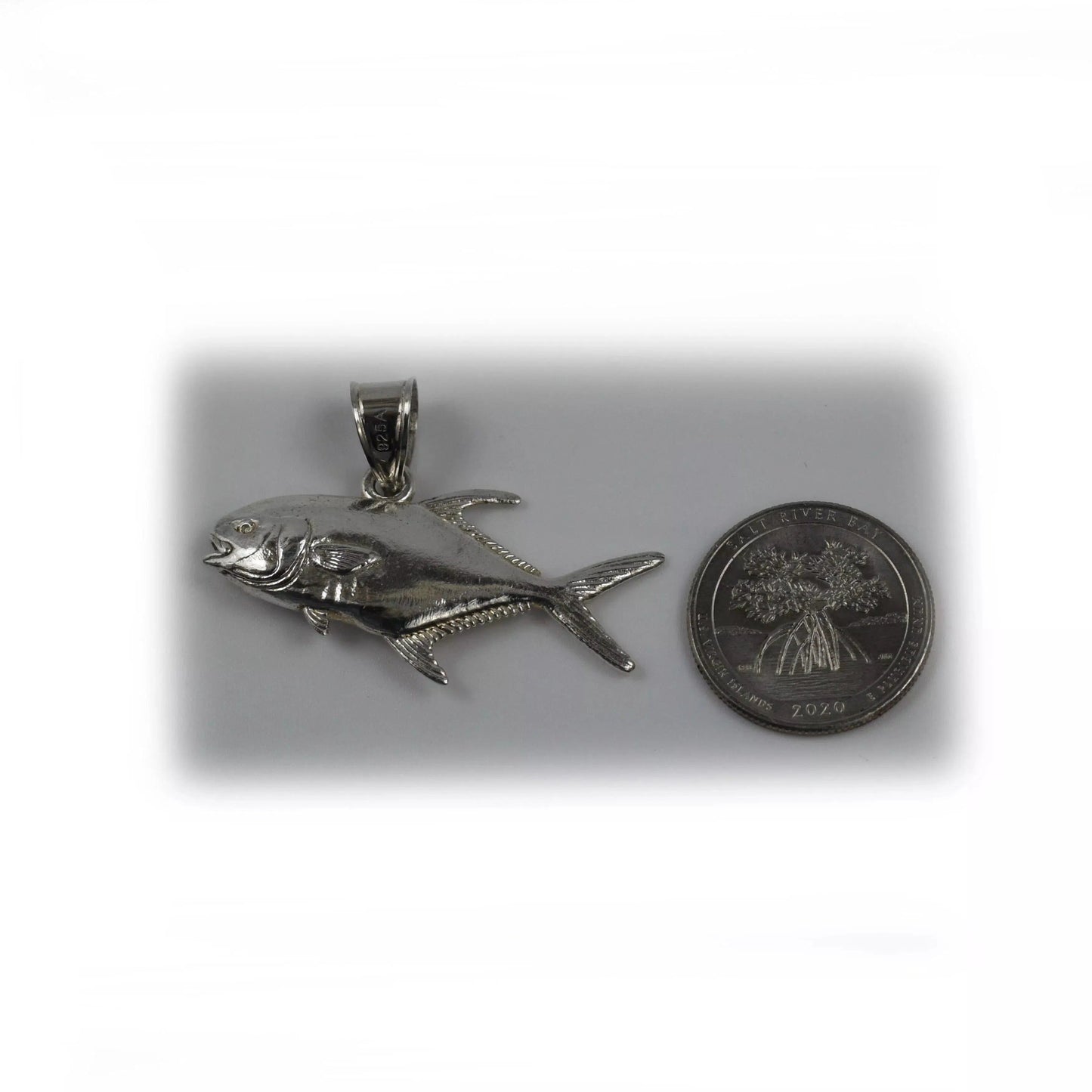 Large Permit pendant size reference to a quarter