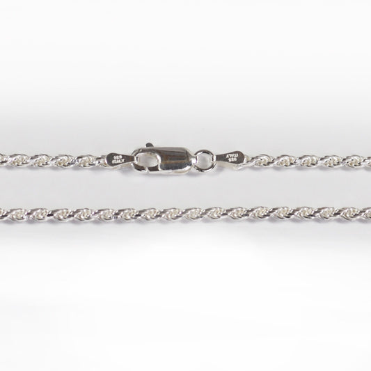 Rope Necklace - 2.2 MM - Italian made Sterling Silver