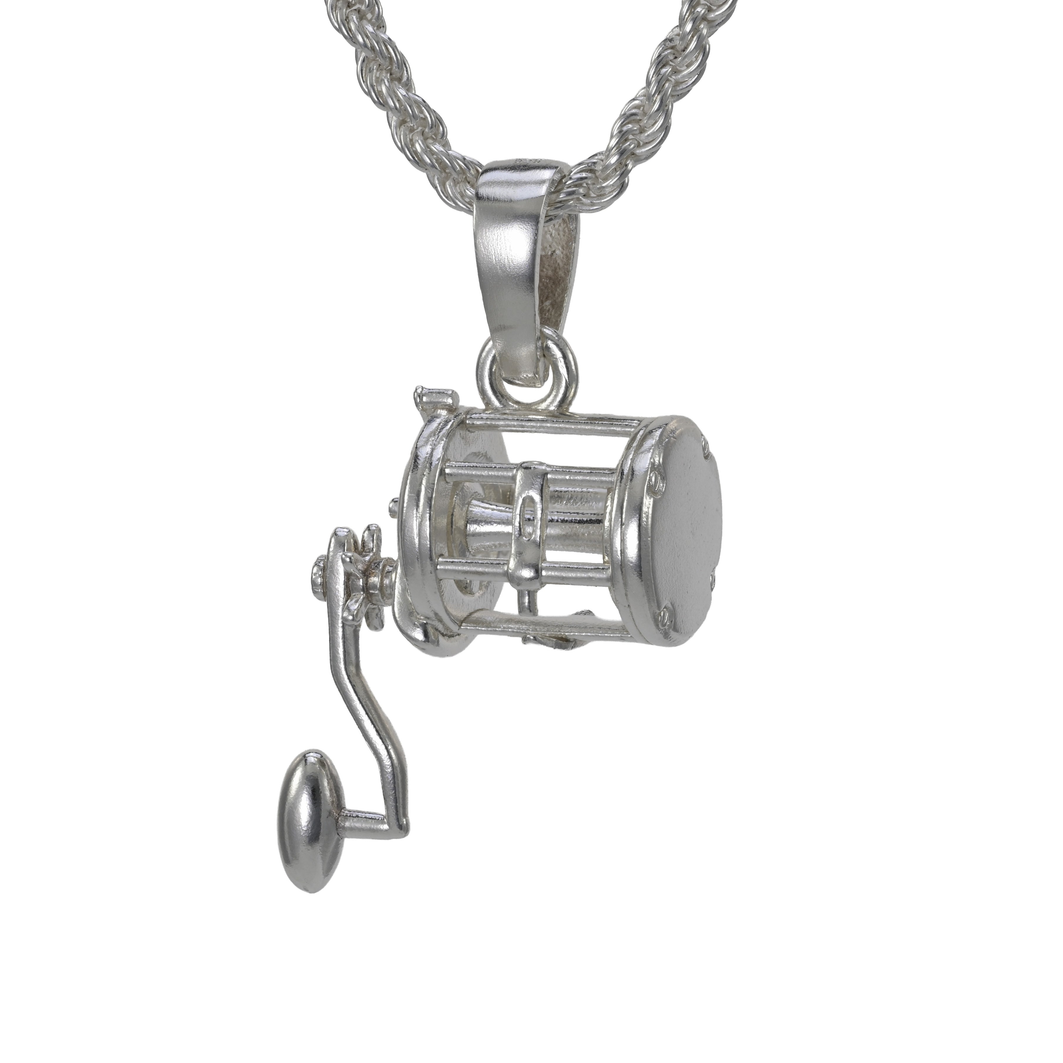14k fishing reel pendant I Nautical Treasure Jewelry 10K Gold / Small (12.5mm) by Nautical Treasure Jewelry Gold Reel Pendant 14K Yellow Gold With Rhodium