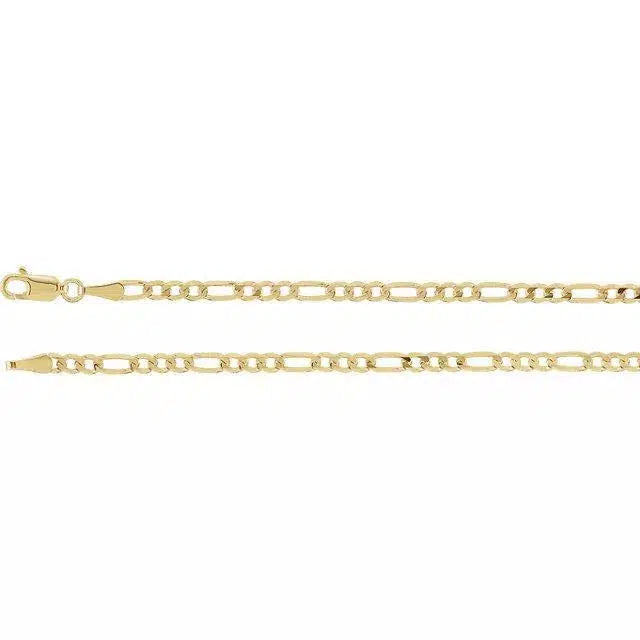 Figaro Necklace - 3 mm - 14k Yellow Gold