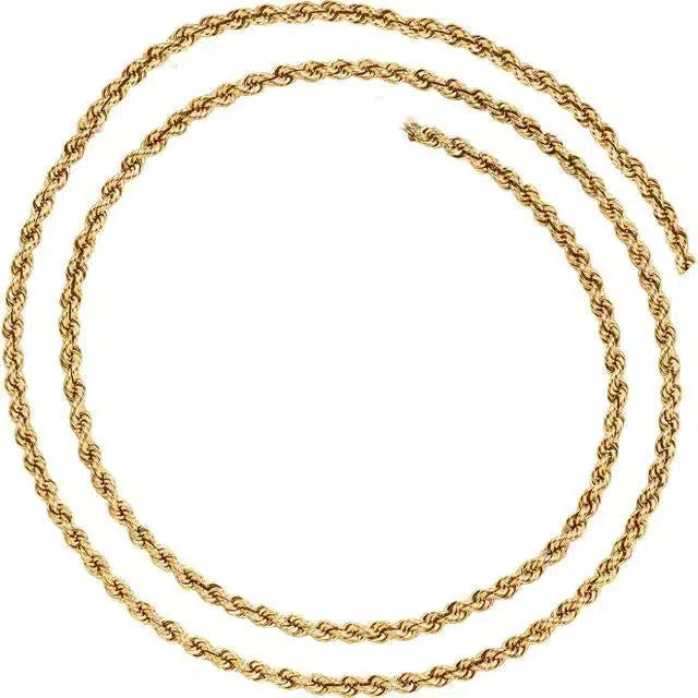 Rope Necklace 14K Yellow Gold 3 mm 18", 20", 24"