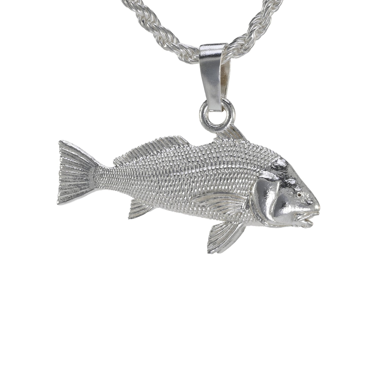 Small black drum pendant in solid sterling silver double sided
