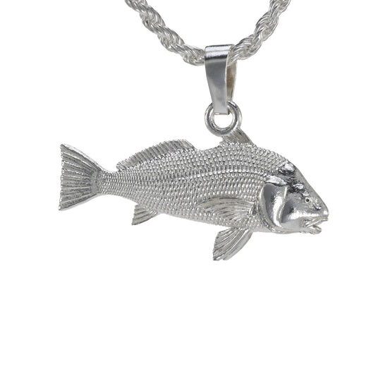 Small black drum pendant in solid sterling silver double sided