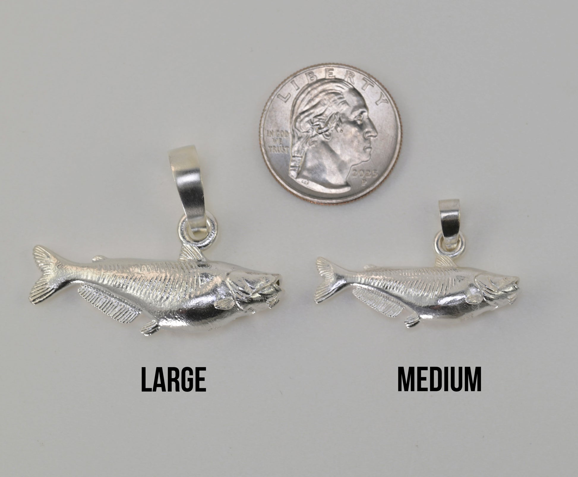 Bluecatfish pendant size reference large vs medium vs quarter