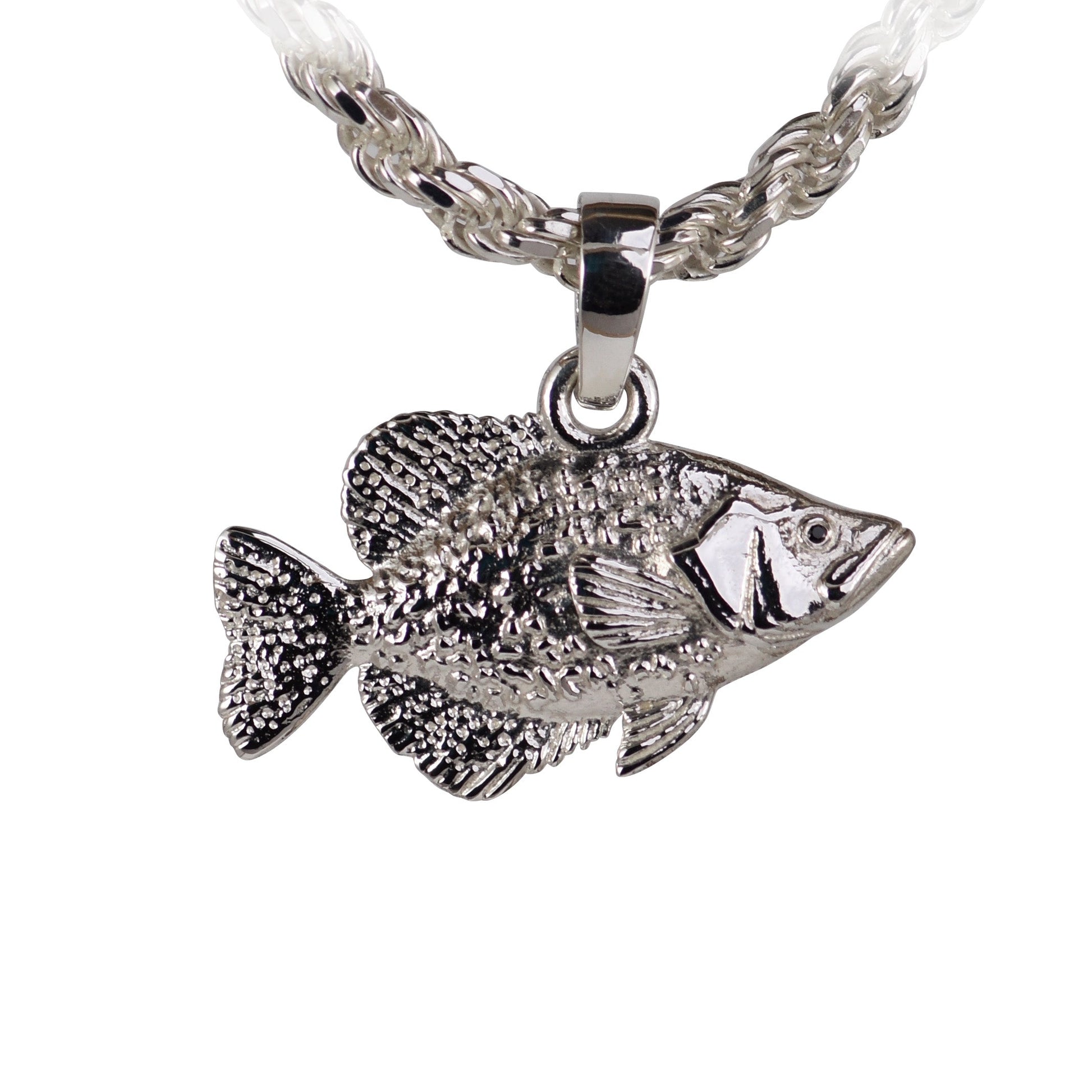 Crappie Fish Pendant - Large | Sea Shur Jewelry Sterling Silver w/ Large Bail