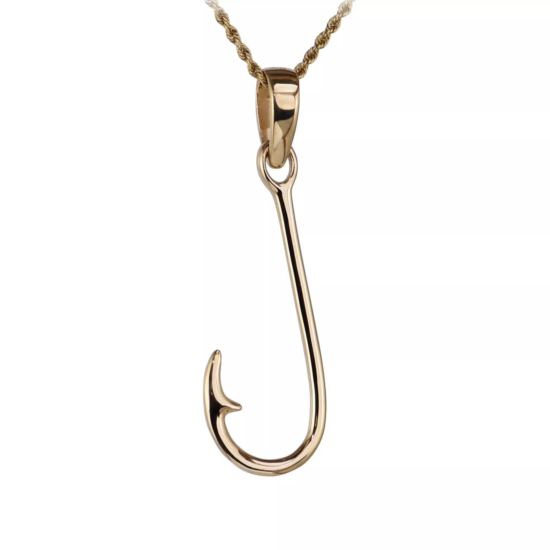 Fishing Hook Pendant - Large | Sea Shur Jewelry Polished Sterling Silver
