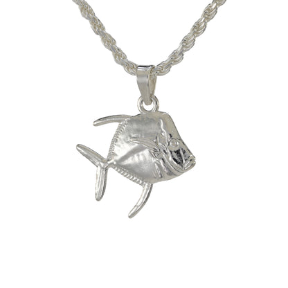 Small version of the lookdown angel fish facing right shown on a rope necklace