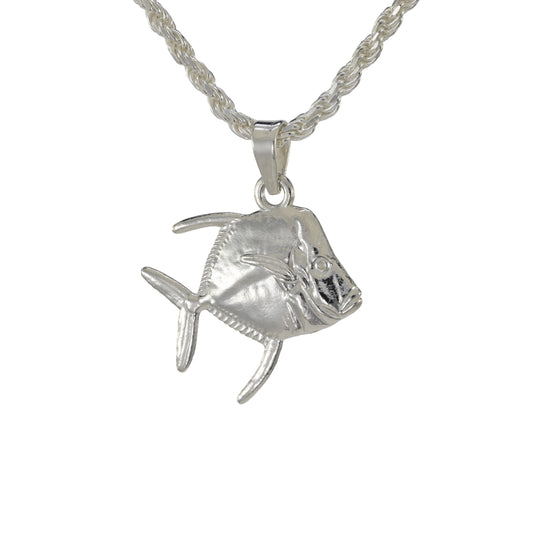 Small version of the lookdown angel fish facing right shown on a rope necklace