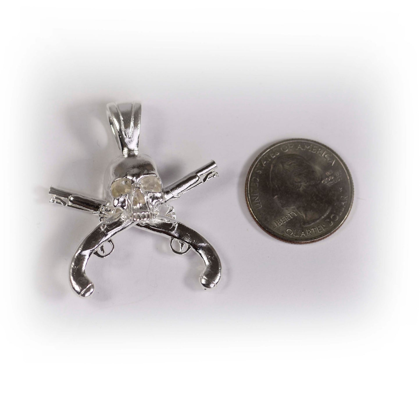 Pirate Skull & Flintlock Pistol Pendant - Large