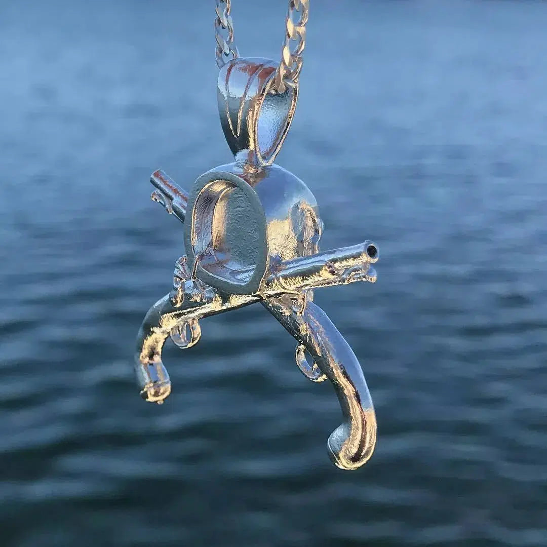 Pirate Skull & Flintlock Pistol Pendant - Large
