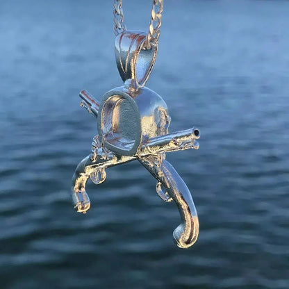Pirate Skull & Flintlock Pistol Pendant - Large