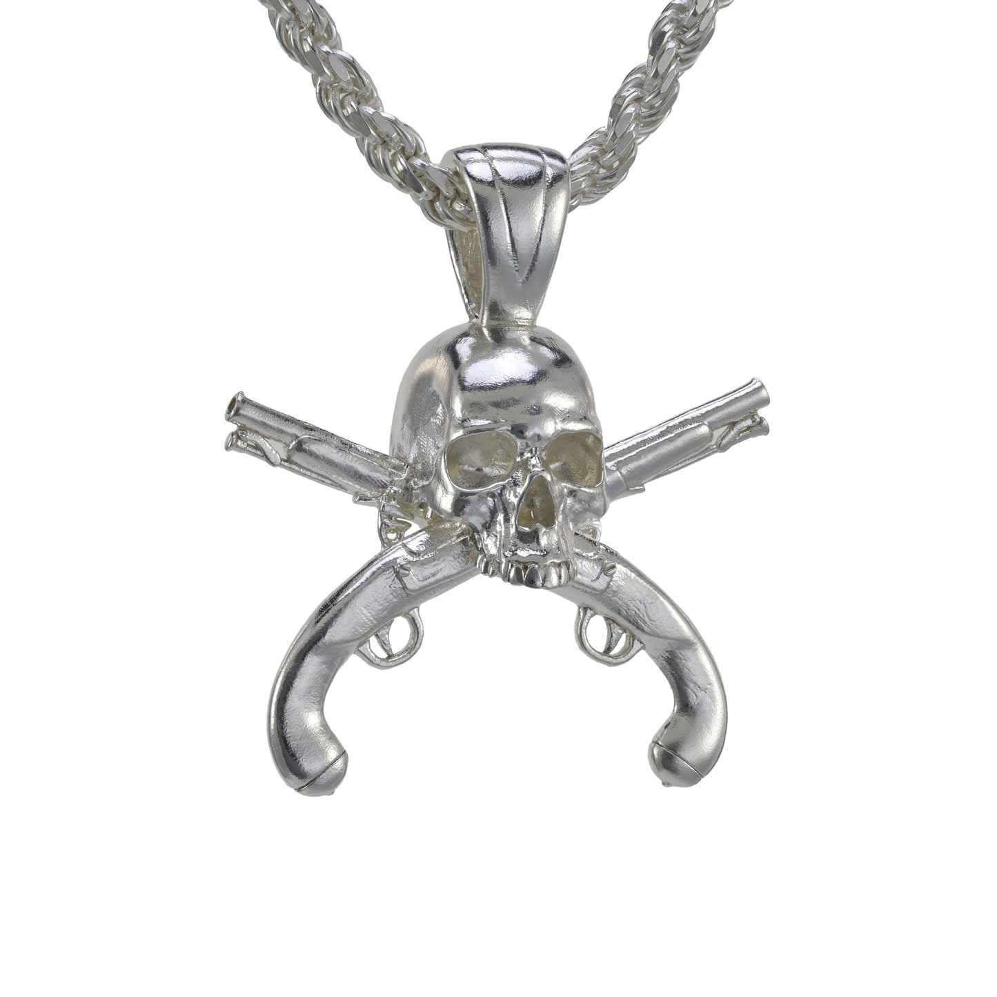Pirate Skull & Flintlock Pistol Pendant - Large