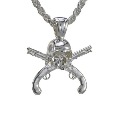 Pirate Skull & Flintlock Pistol Pendant - Large