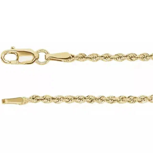 Rope Necklace 14K Yellow Gold 1.85 mm 18", 20", 24"