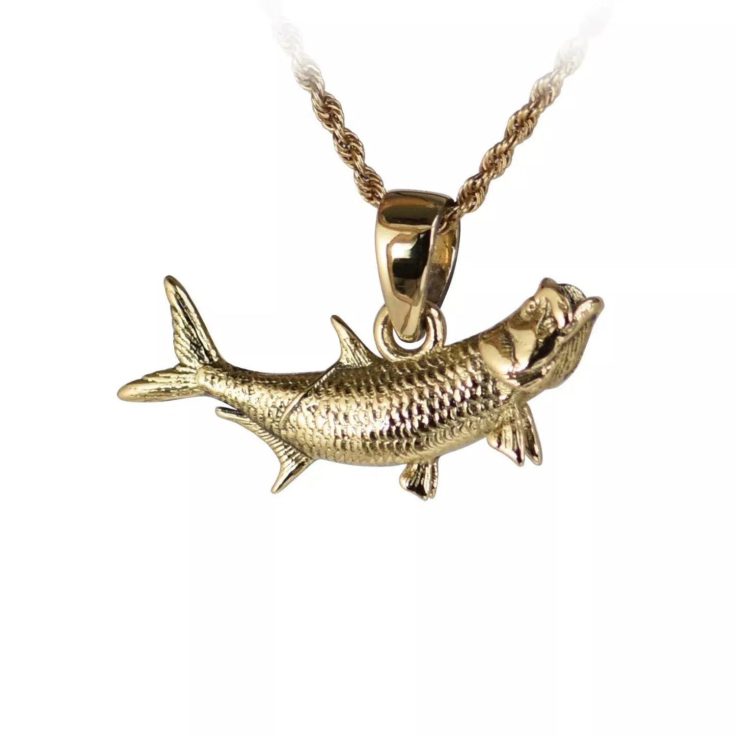 Tarpon Fish Pendant - Small Version | Sea Shur Jewelry 18K Yellow Gold Solid