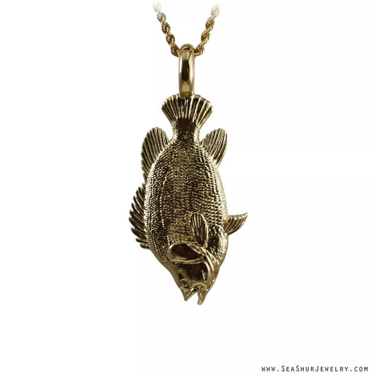Tripletail Fish Pendant - Vertical Tail Hung - Large