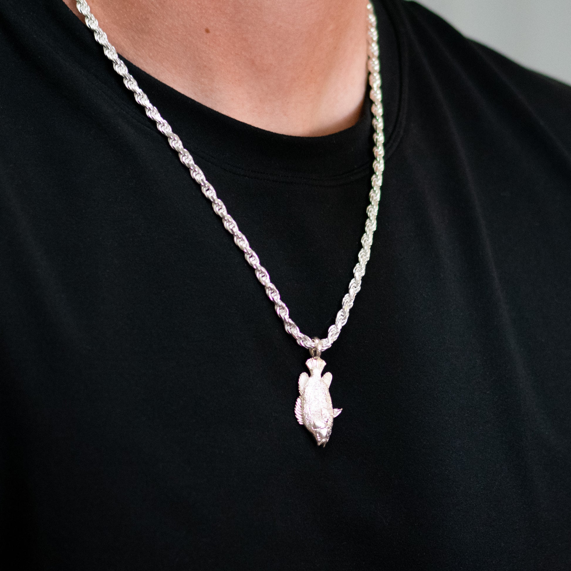 Tripletail Fish Pendant - Vertical Tail Hung - Large