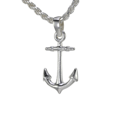 Large anchor pendant solid sterling silver on a rope necklace 
