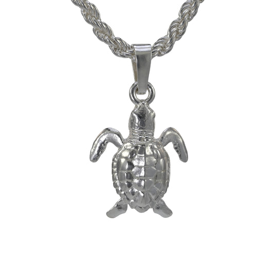 Baby Sea turtle pendant small sterling silver