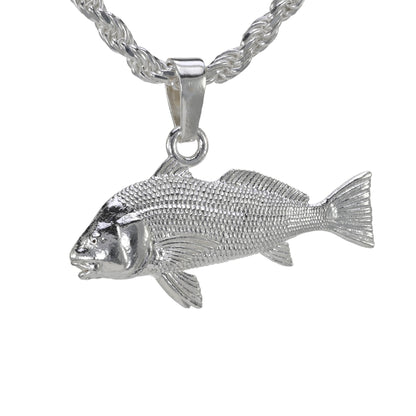 Small sterling silver black drum pendant on a rope necklace