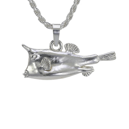 Cowfish Pendant solid sterling silver double sided facing left