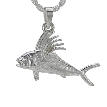 the small rooster fish pendant in solid sterling silver double sided