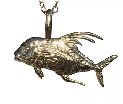 African Pompano Fish Pendant with Narrow Bail - Large