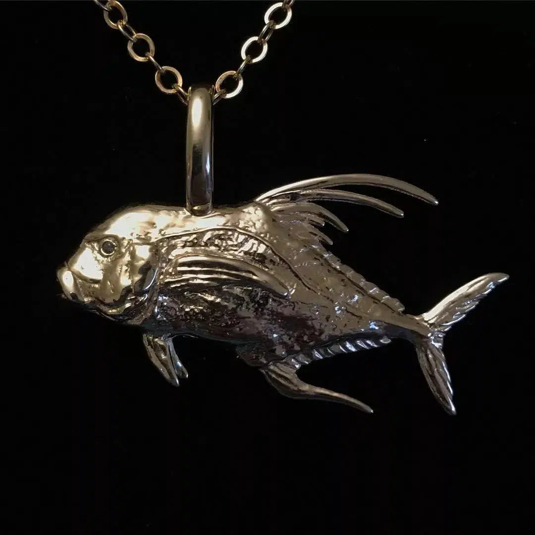 African Pompano Fish Pendant with Narrow Bail - Large