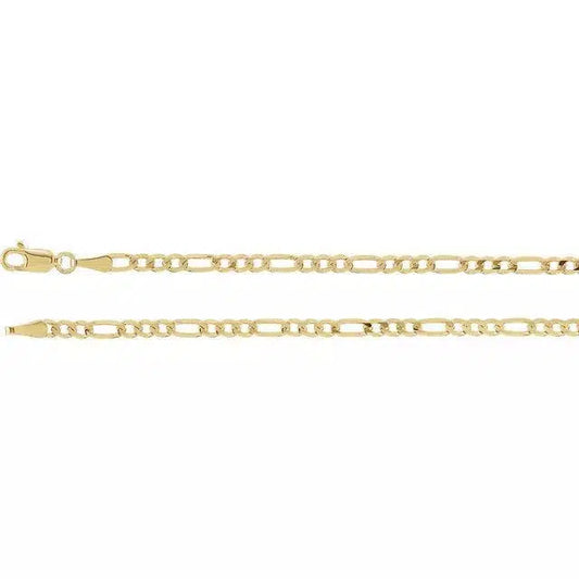 Figaro Necklace - 3 mm - 14k Yellow Gold