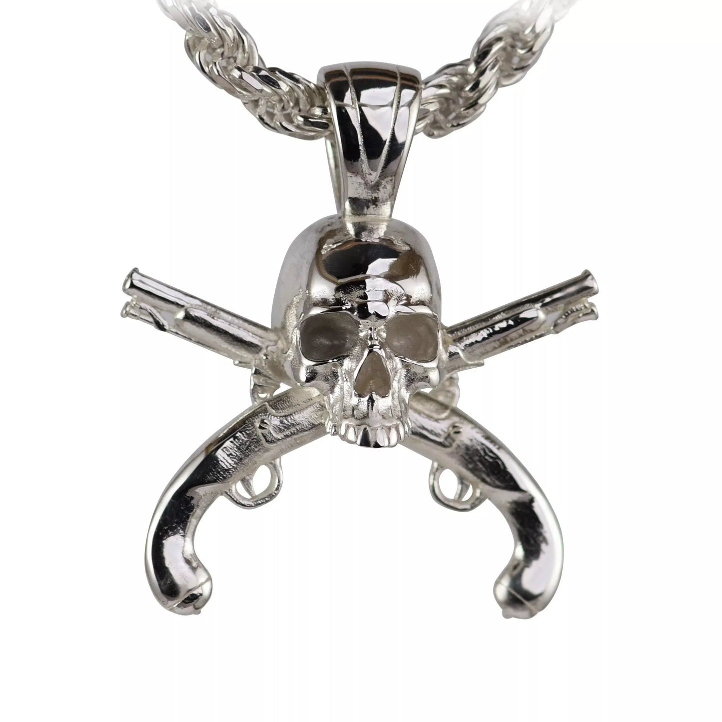 Pirate Skull & Flintlock Pistol Pendant - Large