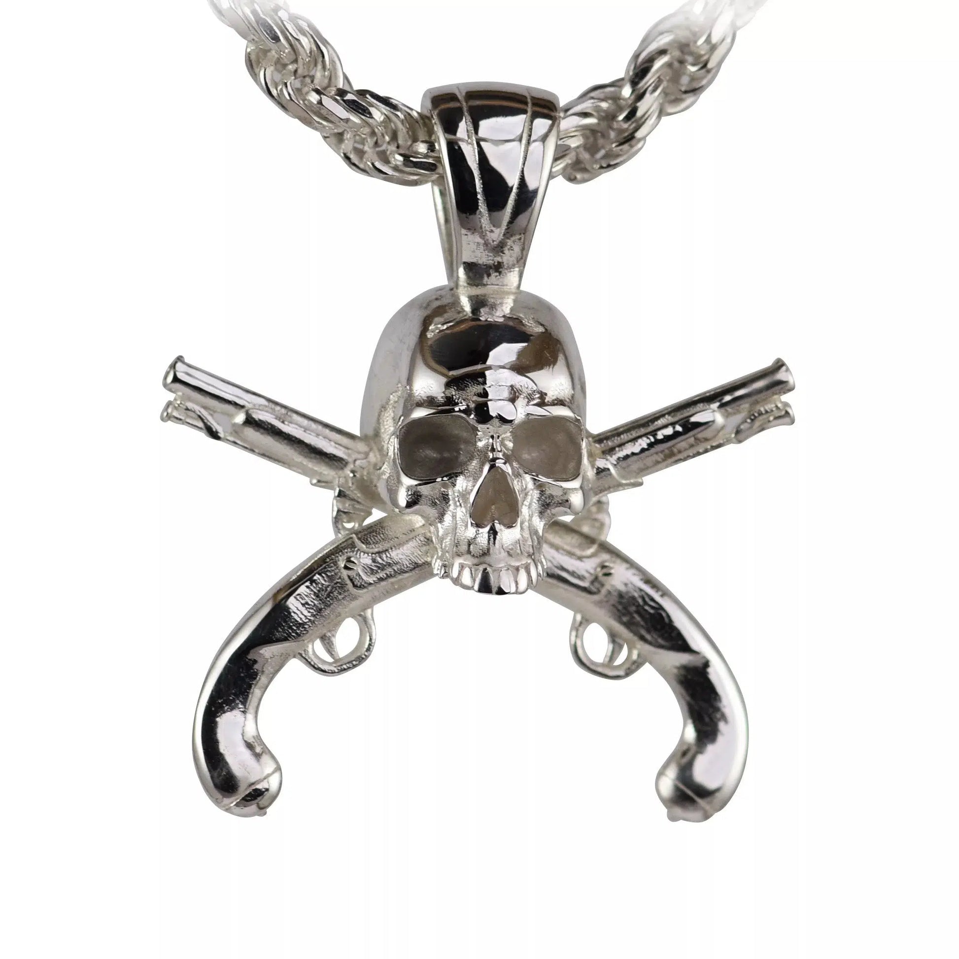Pirate Skull & Flintlock Pistol Pendant - Large