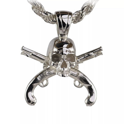 Pirate Skull & Flintlock Pistol Pendant - Large