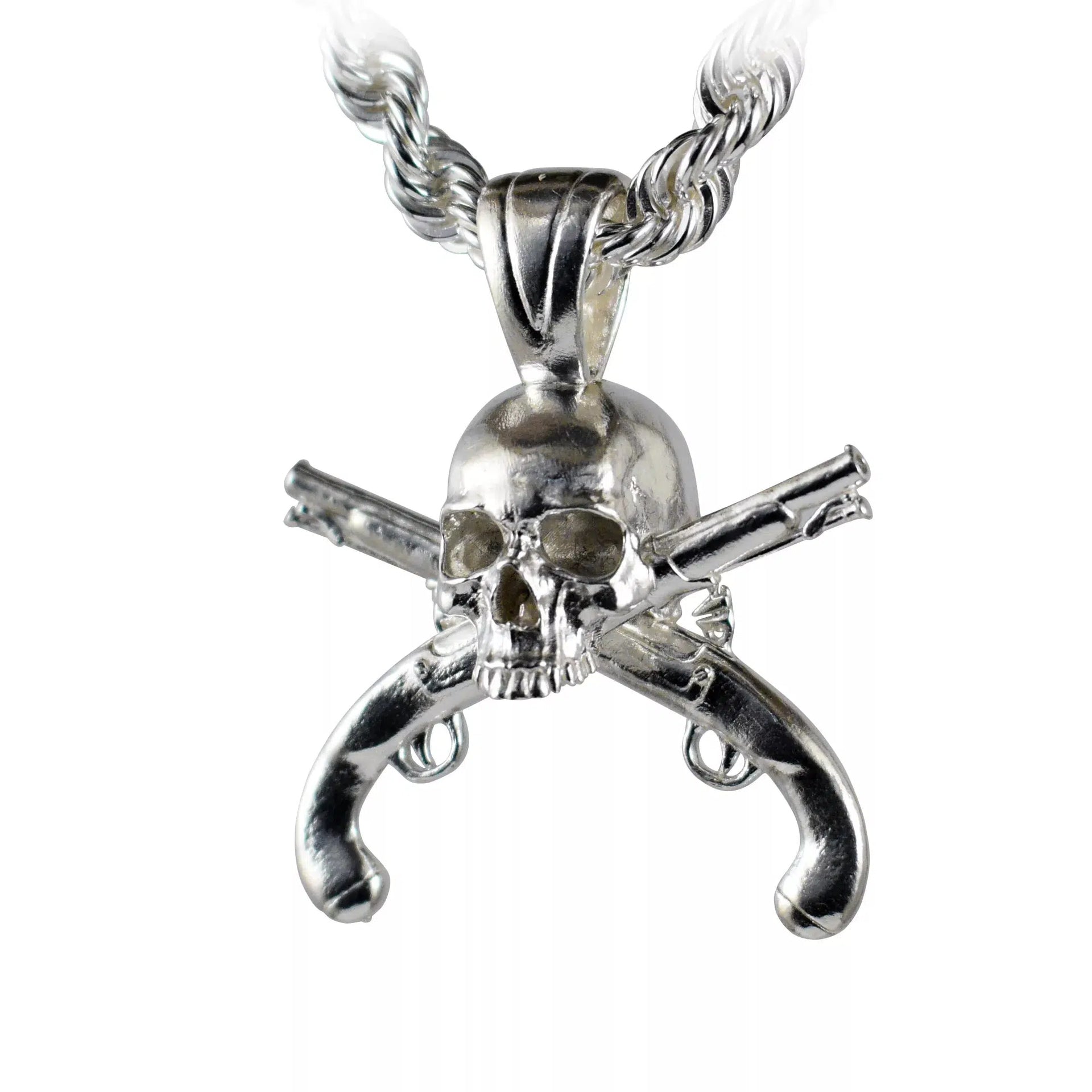 Pirate Skull & Flintlock Pistol Pendant - Large | Sea Shur Jewelry