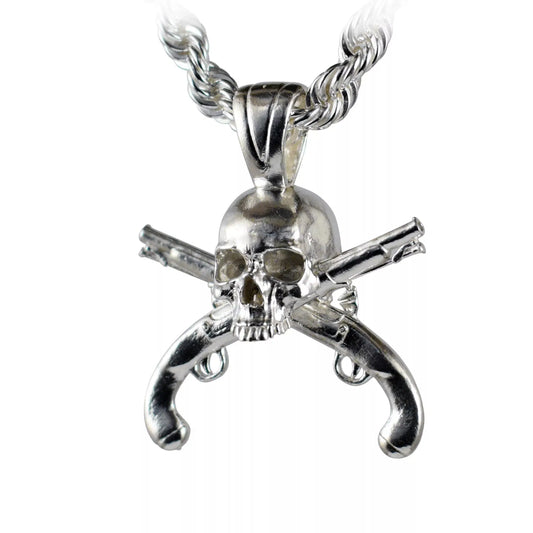 Pirate Skull & Flintlock Pistol Pendant - Large