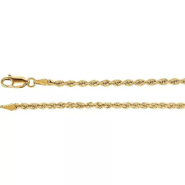 Rope Necklace 14K Yellow Gold 2.5 mm 18", 20", 24"