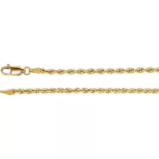 Rope Necklace 14K Yellow Gold 2.5 mm 18", 20", 24"