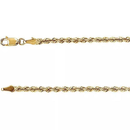 Rope Necklace 14K Yellow Gold 3 mm 18", 20", 24"