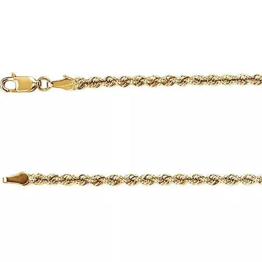 Rope Necklace 14K Yellow Gold 3 mm 18", 20", 24"