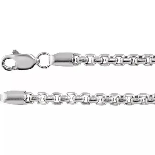 Rounded Box Necklace 2.6 mm - 14k white gold