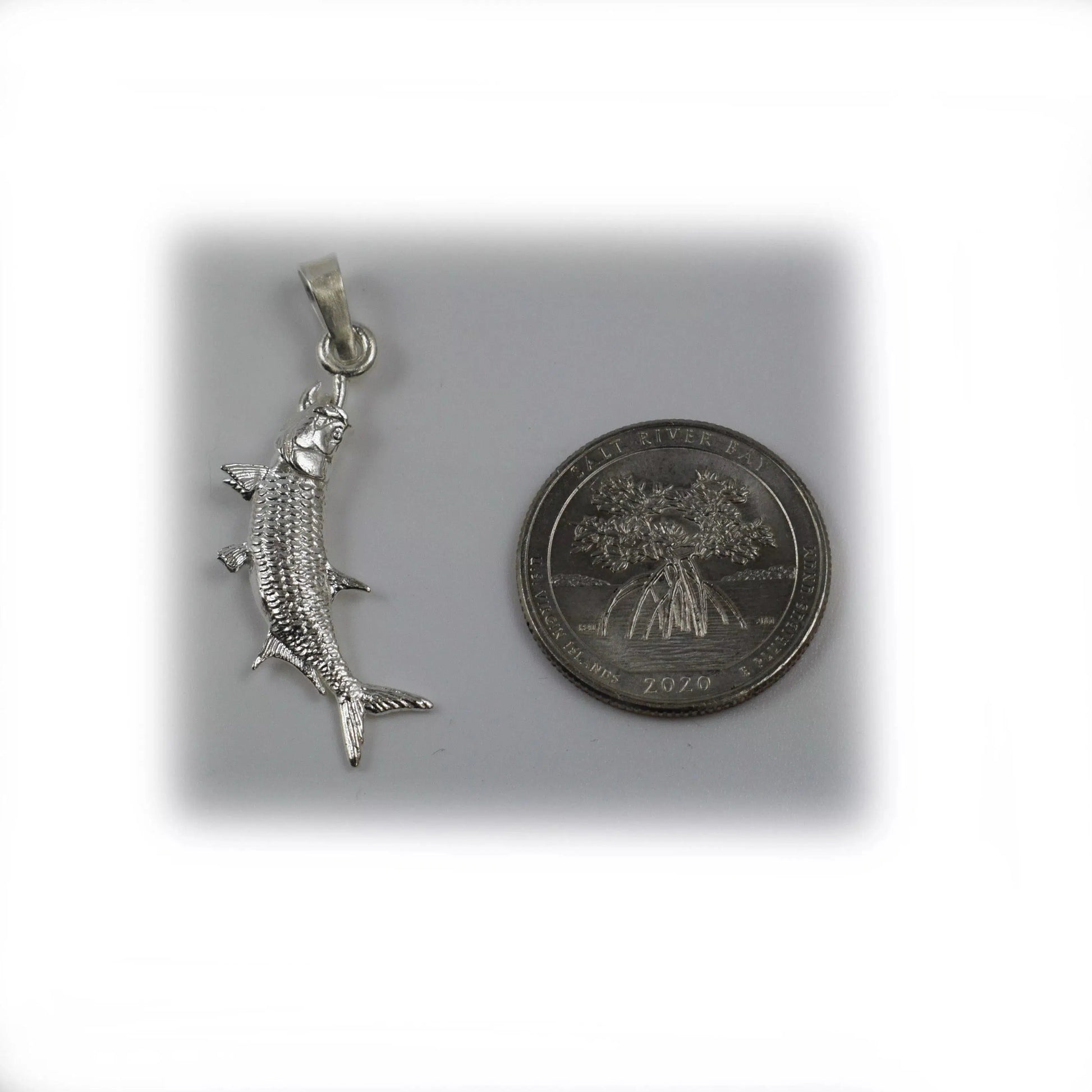 Tarpon hanging vertical by hook Pendant - Small