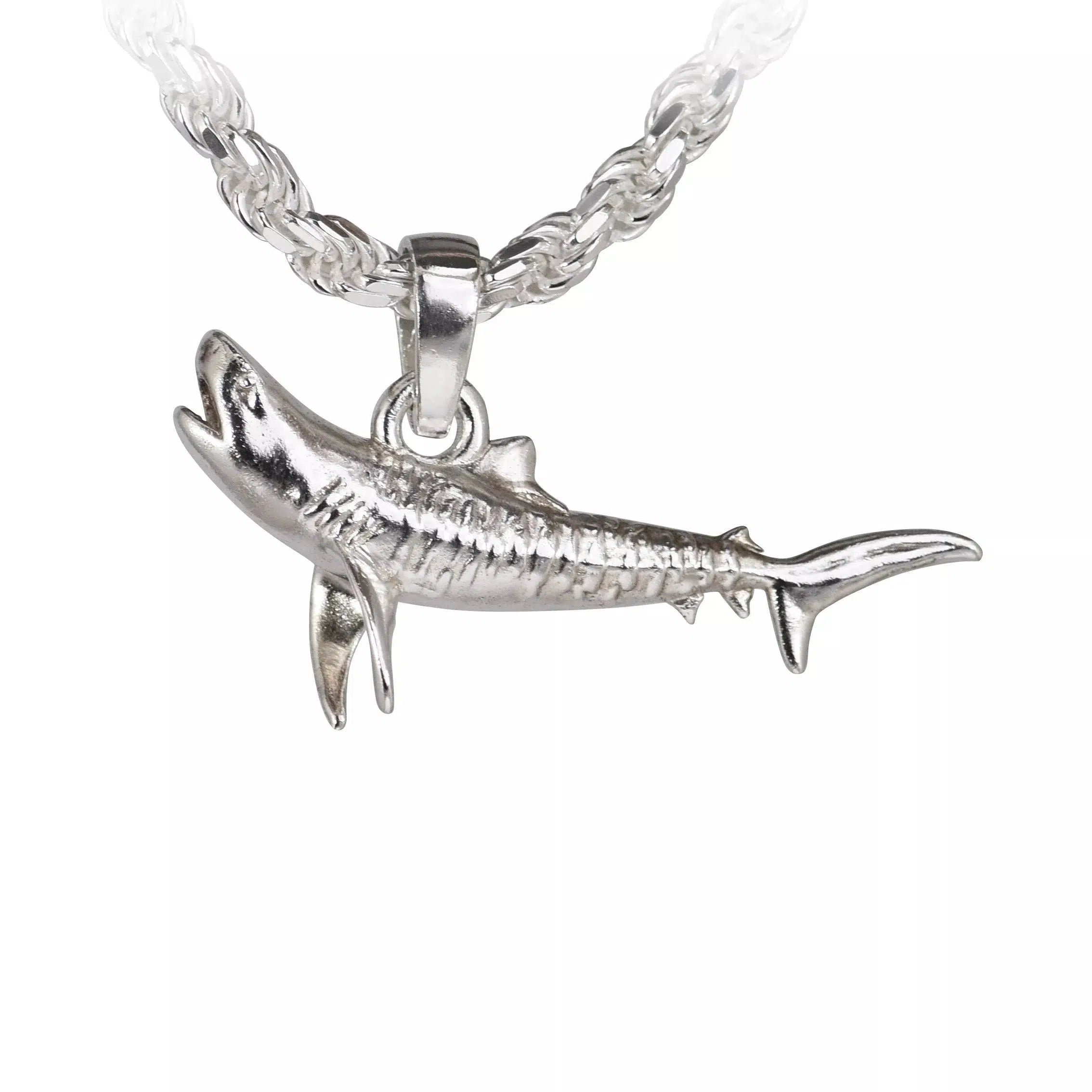14k Yellow Gold Satin & Diamond-Cut 2D Shark Necklace - The Black Bow  Jewelry Company
