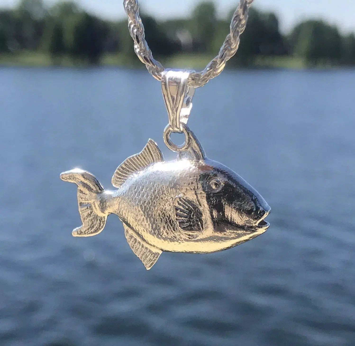 Sterling silver online fish pendant